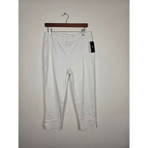Clara Sun‎ Woo NWT White Capri Pants XL Womens Casual Elastic Waist